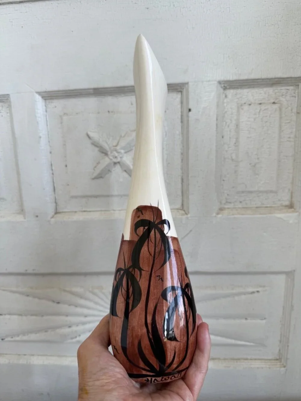 Vintage 70s Pohaku Kiln Hawaiian Flower Vase Tiki Boho Decor